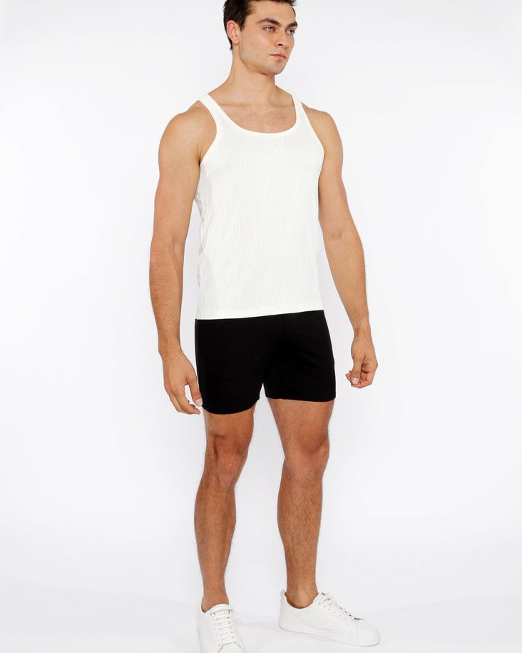 ECRU VEINS STRETCH TEXTURED KNIT TANK TOP ST-11128