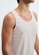 WHITE GEOMETRIC STRETCH MESH PERFORMANCE TANK ST-295