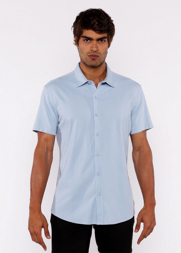 BLUE DEW SOLID STRETCH JERSEY KNIT SHORT SLEEVE SHIRT ST-963-03