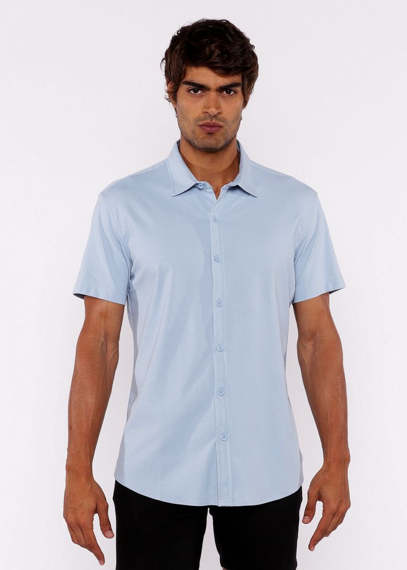 BLUE DEW SOLID STRETCH JERSEY KNIT SHORT SLEEVE SHIRT ST-963-03
