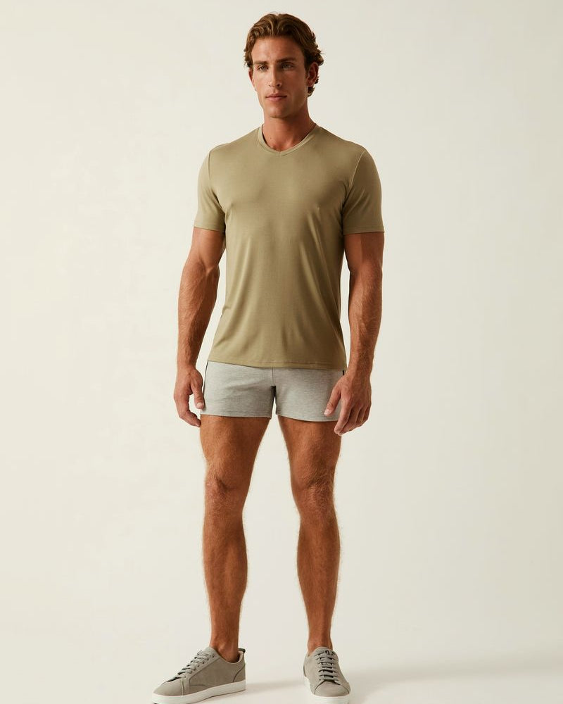 LAUREL SOLID STRETCH MODAL V- NECK TEE ST-9010