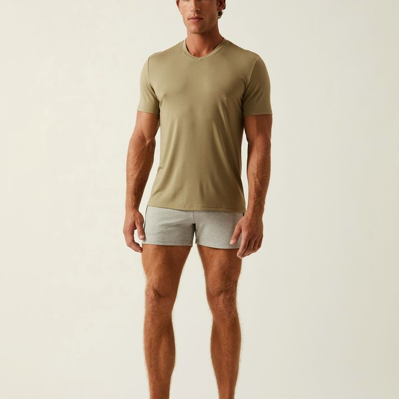 LAUREL SOLID STRETCH MODAL V- NECK TEE ST-9010