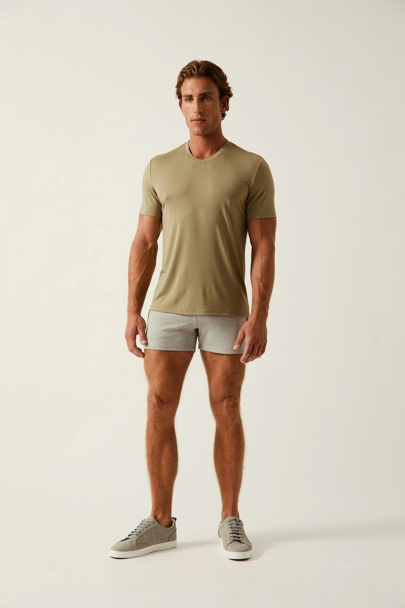 LAUREL SOLID STRETCH MODAL V- NECK TEE ST-9010