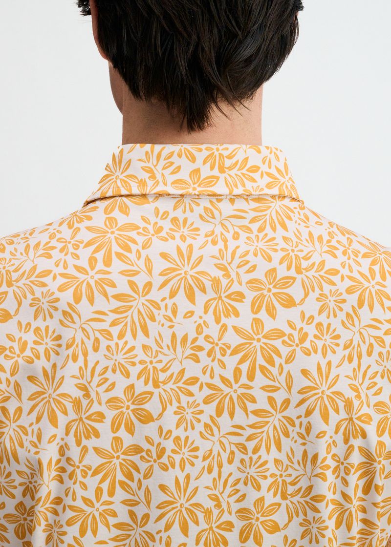 BUMBLEBEE/WHITE DUO-PATTERN EDGE PRINT COTTON KNIT JERSEY SHORT SLEEVE SHIRT ST-9372