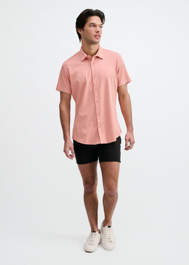 CARMINE SOLID STRETCH JERSEY KNIT SHORT SLEEVE SHIR ST-963-06