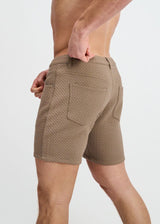 BATTALION HOUNDSTOOTH 5"INSEAM TEXTURED EMBOSSED JACQUARD STRETCH KNIT JEANS SHORT ST-1932-97