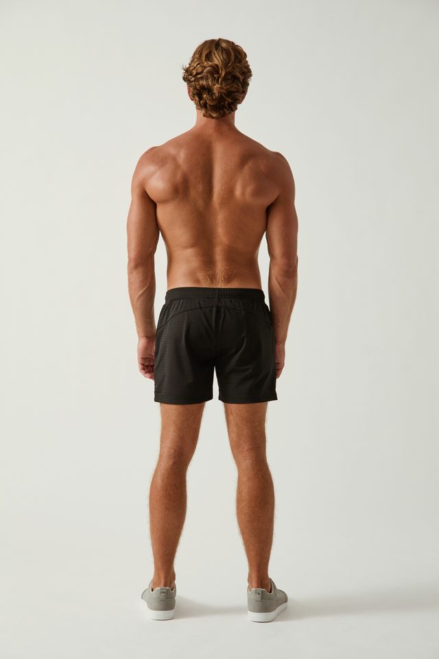BLACK TEXTURED STRETCH PERFORMANCE SHORTS ST-1466-54