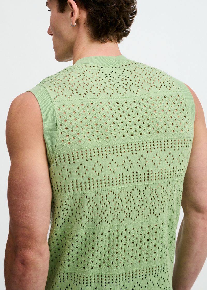MENTHOL POINTELLE OPEN KNIT VEST ST-24310
