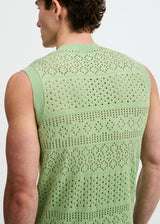 MENTHOL POINTELLE OPEN KNIT VEST ST-24310