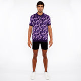 LILAC/PURPLE LEAVES JACQUARD KNIT 3-BUTTON POLO ST-24308