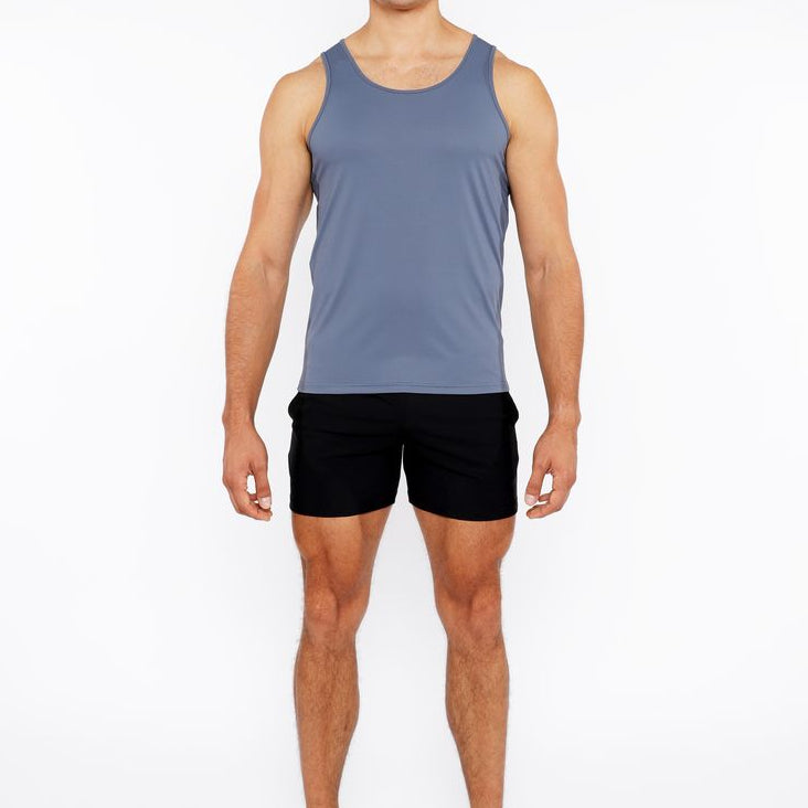 SLATE GREY TEXTURED STRETCH MESH PERFORMANCE TANK TOP ST-288