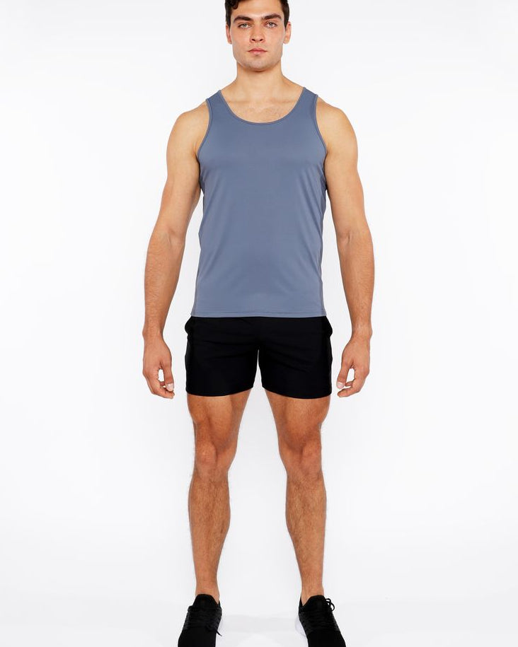 SLATE GREY TEXTURED STRETCH MESH PERFORMANCE TANK TOP ST-288