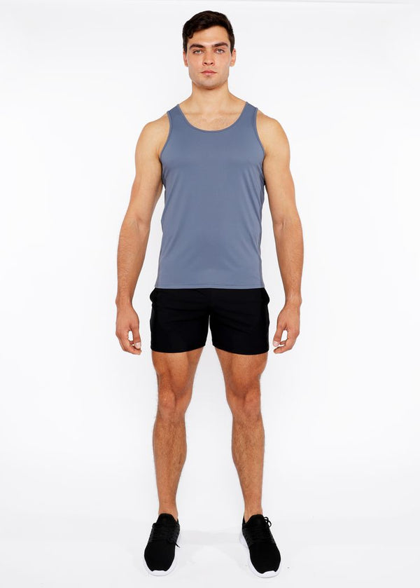 SLATE GREY TEXTURED STRETCH MESH PERFORMANCE TANK TOP ST-288