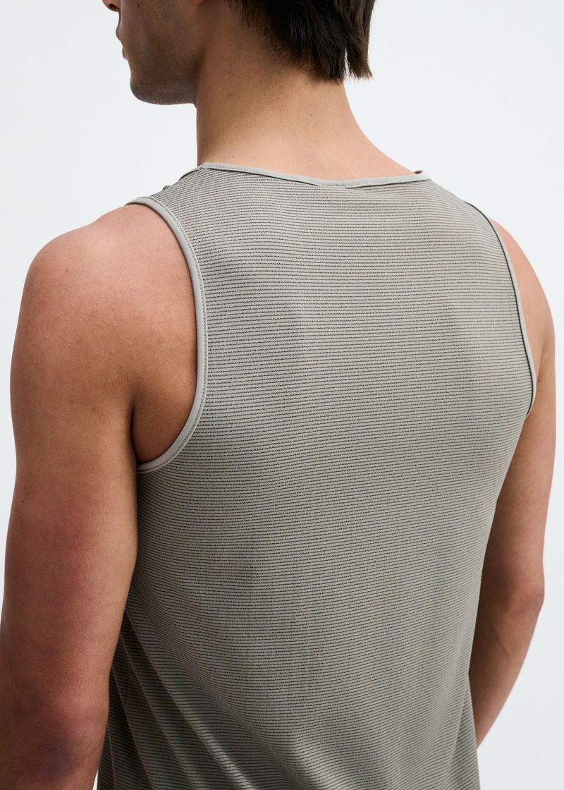 GREY/BLACK TEXTURED STRETCH MESH PERFORMANCE TANK ST-294