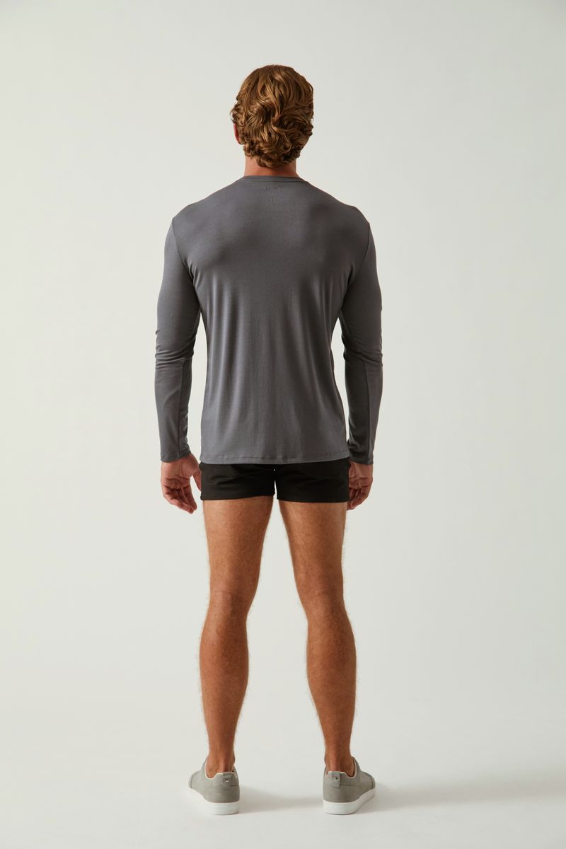 CARBON SOLID STRETCH MODAL CREW NECK LONG SLEEVE TEE ST-9012