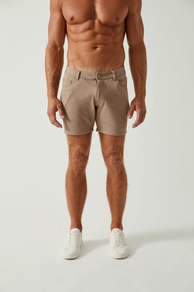 DARK KHAKI 5" INSEAM STRETCH KNIT JEANS SHORTS ST-1932