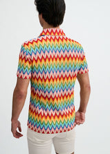 SALSA/AQUA OPEN KNIT STRETCH CHEVRON SHORT SLEEVE SHIRT ST-24079