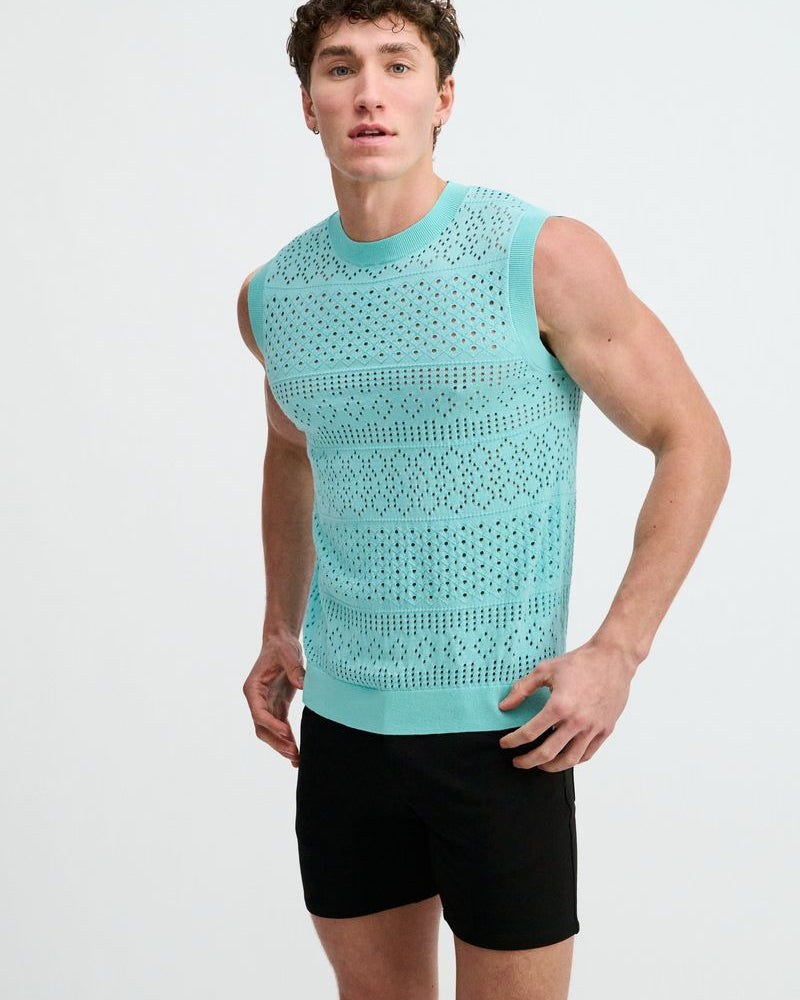 MIRAGE POINTELLE OPEN KNIT VEST ST-24310
