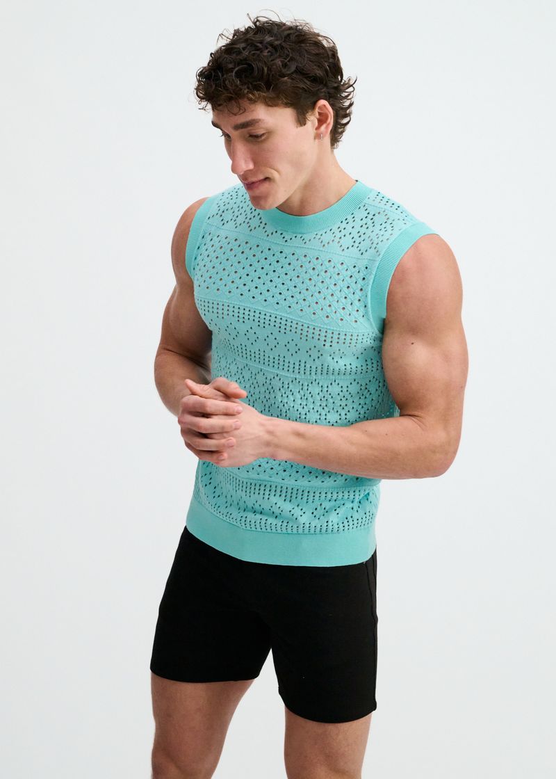 MIRAGE POINTELLE OPEN KNIT VEST ST-24310