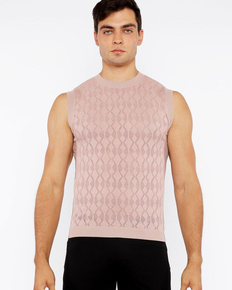 SESAME DIAMOND POINTELLE KNITTED VEST ST-24301