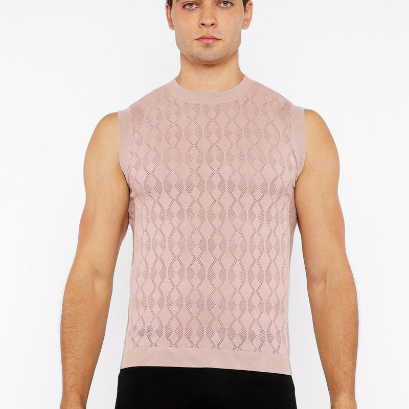 SESAME DIAMOND POINTELLE KNITTED VEST ST-24301