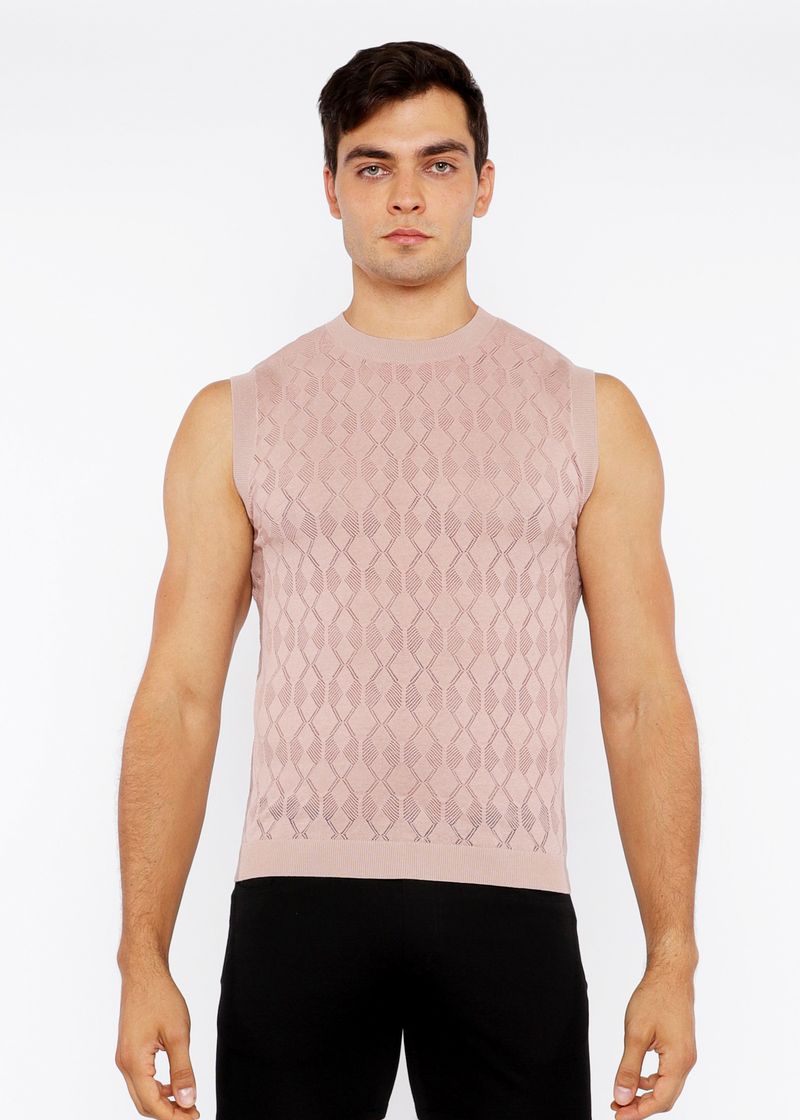 SESAME DIAMOND POINTELLE KNITTED VEST ST-24301