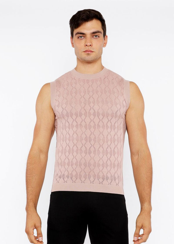 SESAME DIAMOND POINTELLE KNITTED VEST ST-24301