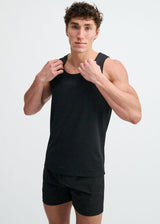 BLACK TEXTURED STRETCH MESH PERFORMANCE TANK ST-293