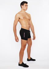 BLACK VAULT GYM-TECH 3.5" INSEAM STRETCH SHORTS W/ 3-COLOR HEAT WELD ZIPPERS STA-10500-02