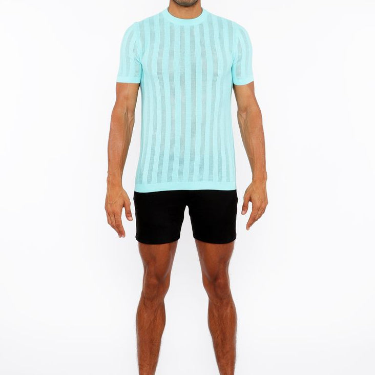 OCEAN TEXTURED KNITTED CREW TEE ST-24304