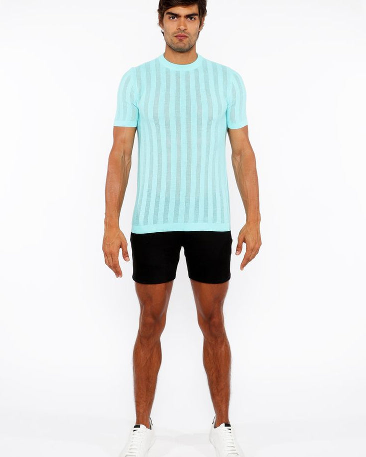 OCEAN TEXTURED KNITTED CREW TEE ST-24304