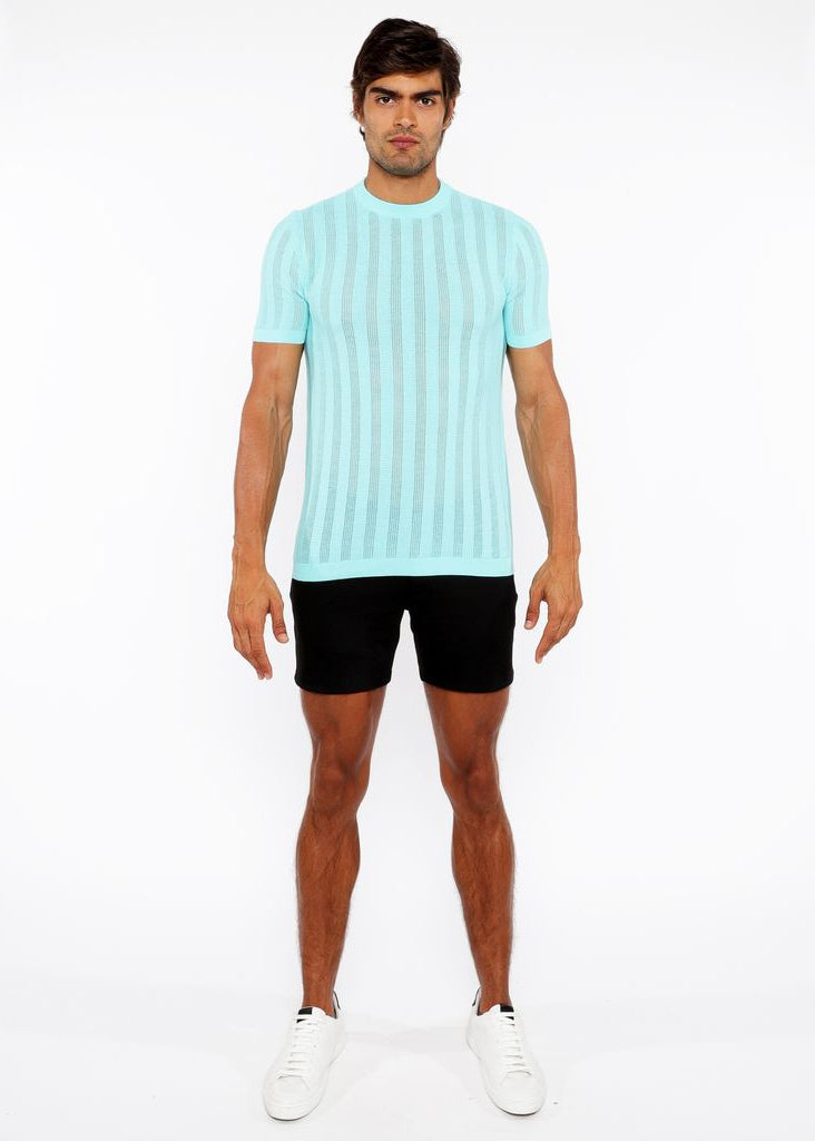 OCEAN TEXTURED KNITTED CREW TEE ST-24304