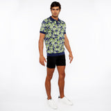 BUD/NAVY FLORAL JACQUARD KNIT 3-BUTTON POLO ST-24307
