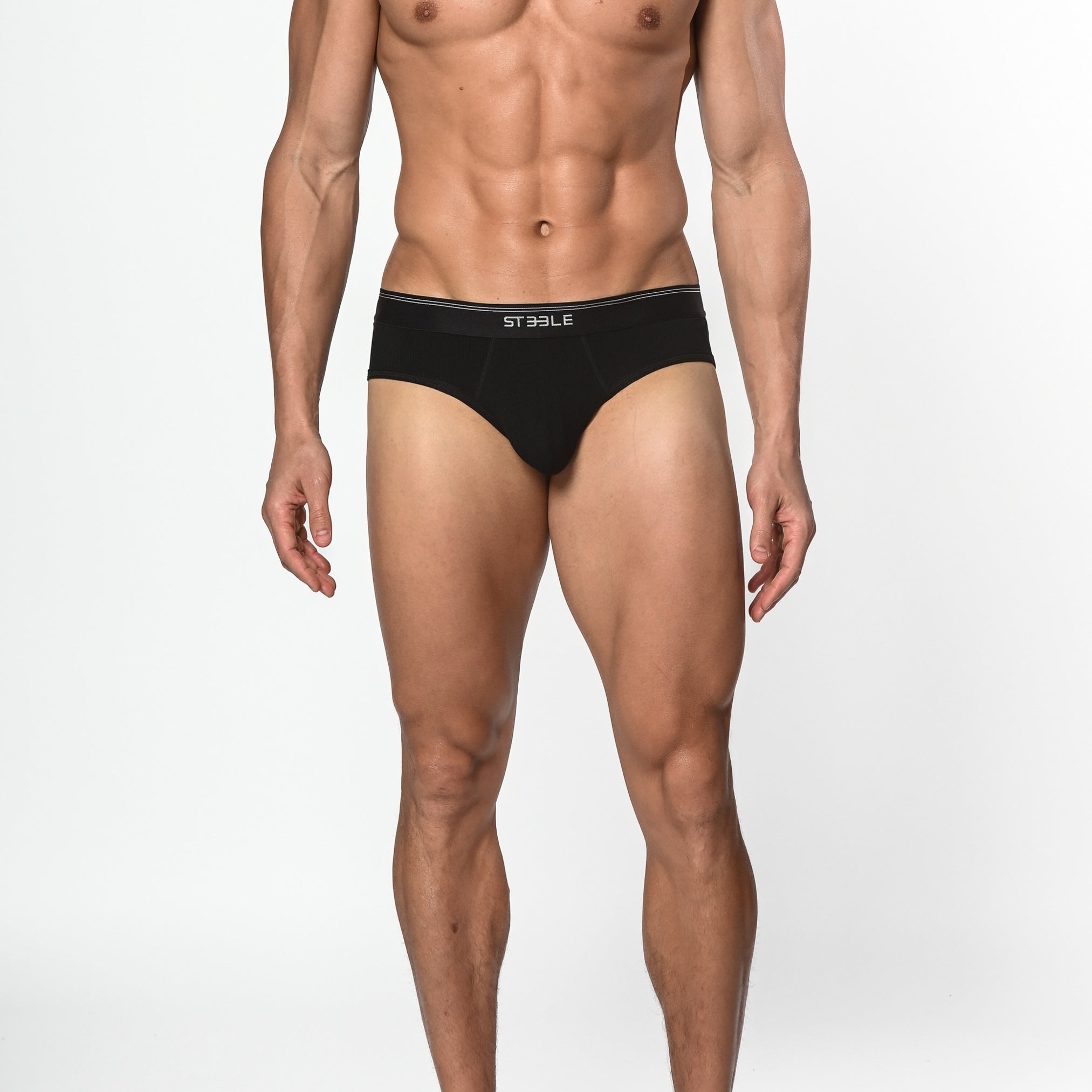 BLACK MODAL/ELASTANE RIB LOW RISE BRIEF ST-10135