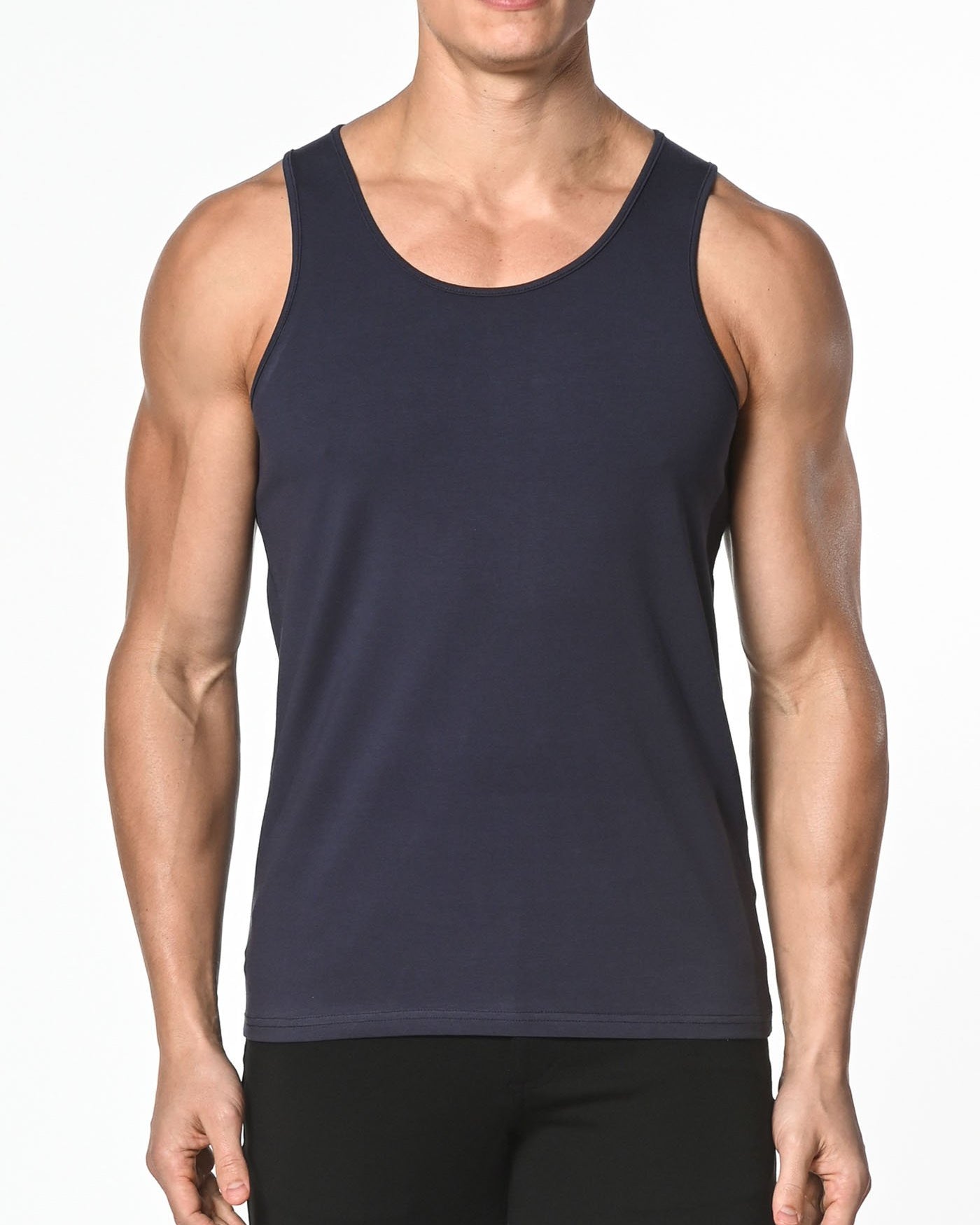ATLANTIC BLUE SOLID STRETCH JERSEY TANK TOP ST-102