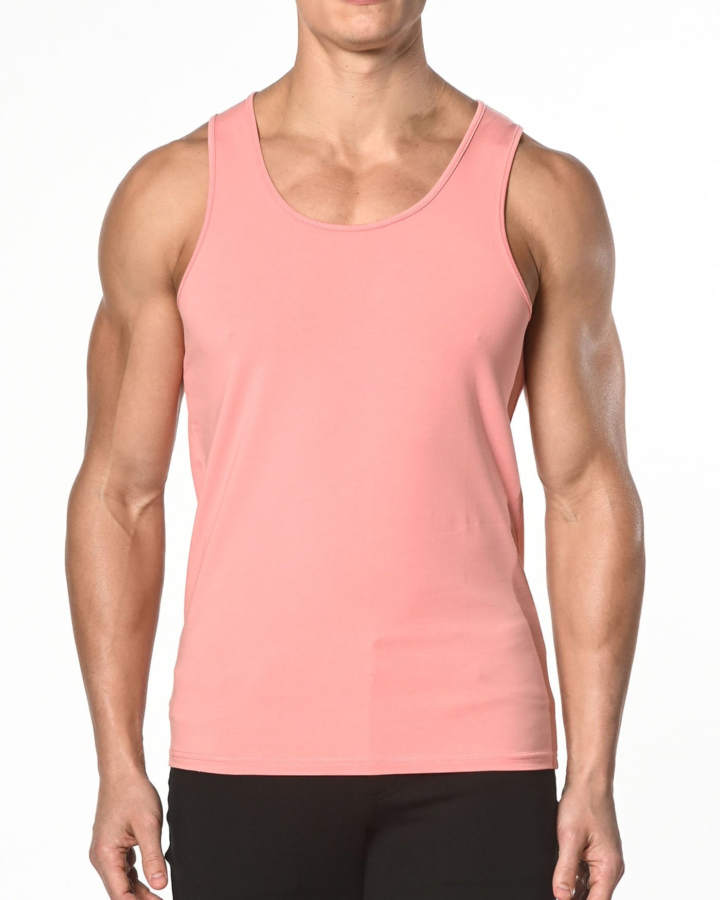 SALMON SOLID STRETCH JERSEY TANK TOP ST-102