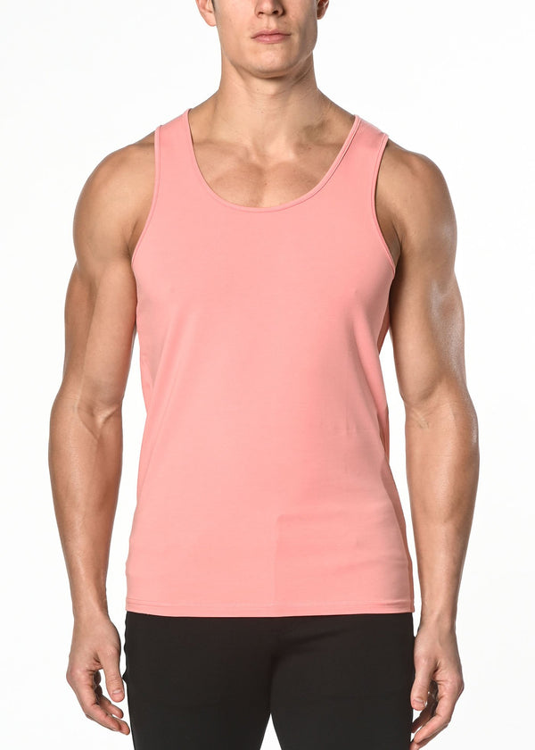 SALMON SOLID STRETCH JERSEY TANK TOP ST-102
