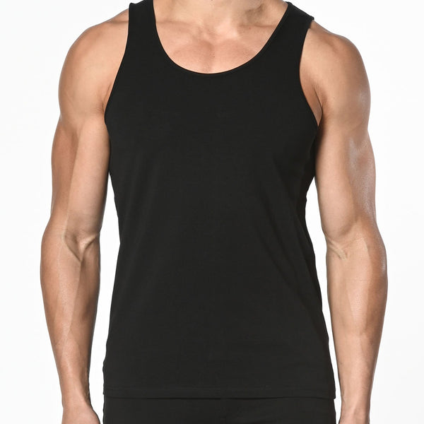 BLACK COTTON JERSEY TANK TOP ST-102