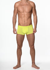NEON YELLOW NYLON/ELASTANE STRIPE SHEER SPORTS TRUNK ST-10401