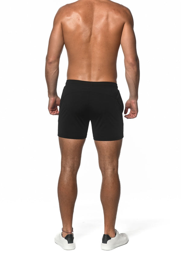 BLACK TEXTURED STRETCH PERFORMANCE SHORTS ST-1466-54