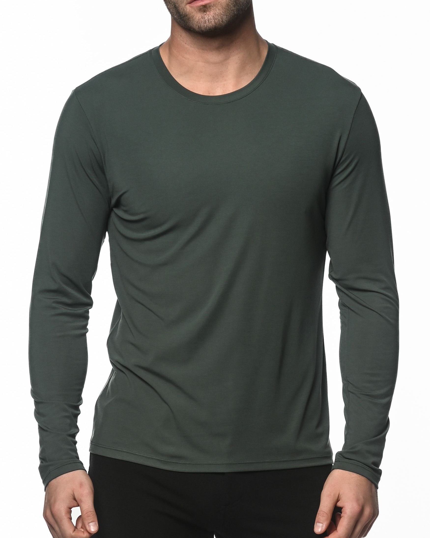 FOREST LONG SLEEVE STRETCH MODAL CREW TEE  ST-16000
