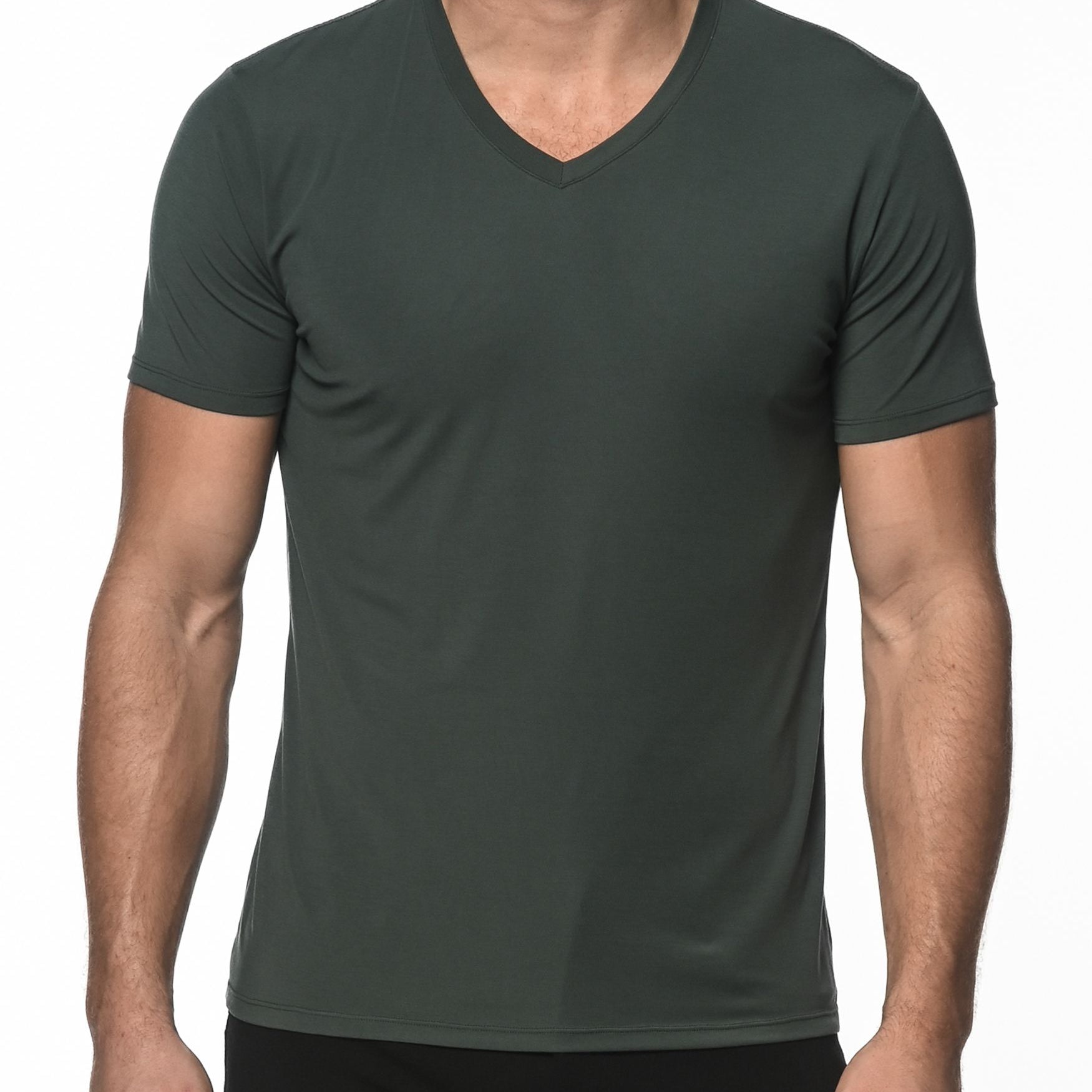 FOREST V-NECK SHORT SLEEVE STRETCH MODAL KNIT T-SHIRT  ST-16001