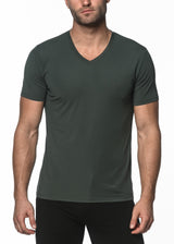 FOREST V-NECK SHORT SLEEVE STRETCH MODAL KNIT T-SHIRT  ST-16001