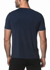 NAVY V-NECK SHORT SLEEVE STRETCH MODAL KNIT T-SHIRT  ST-16001