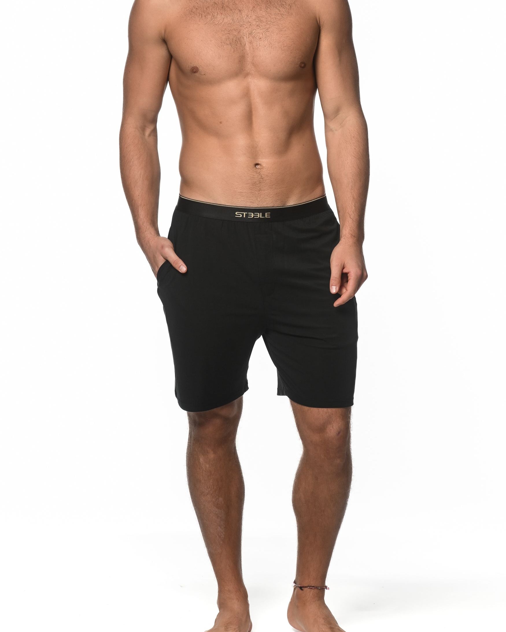 BLACK STRETCH MODAL LOUNGE SHORTS  ST-16002
