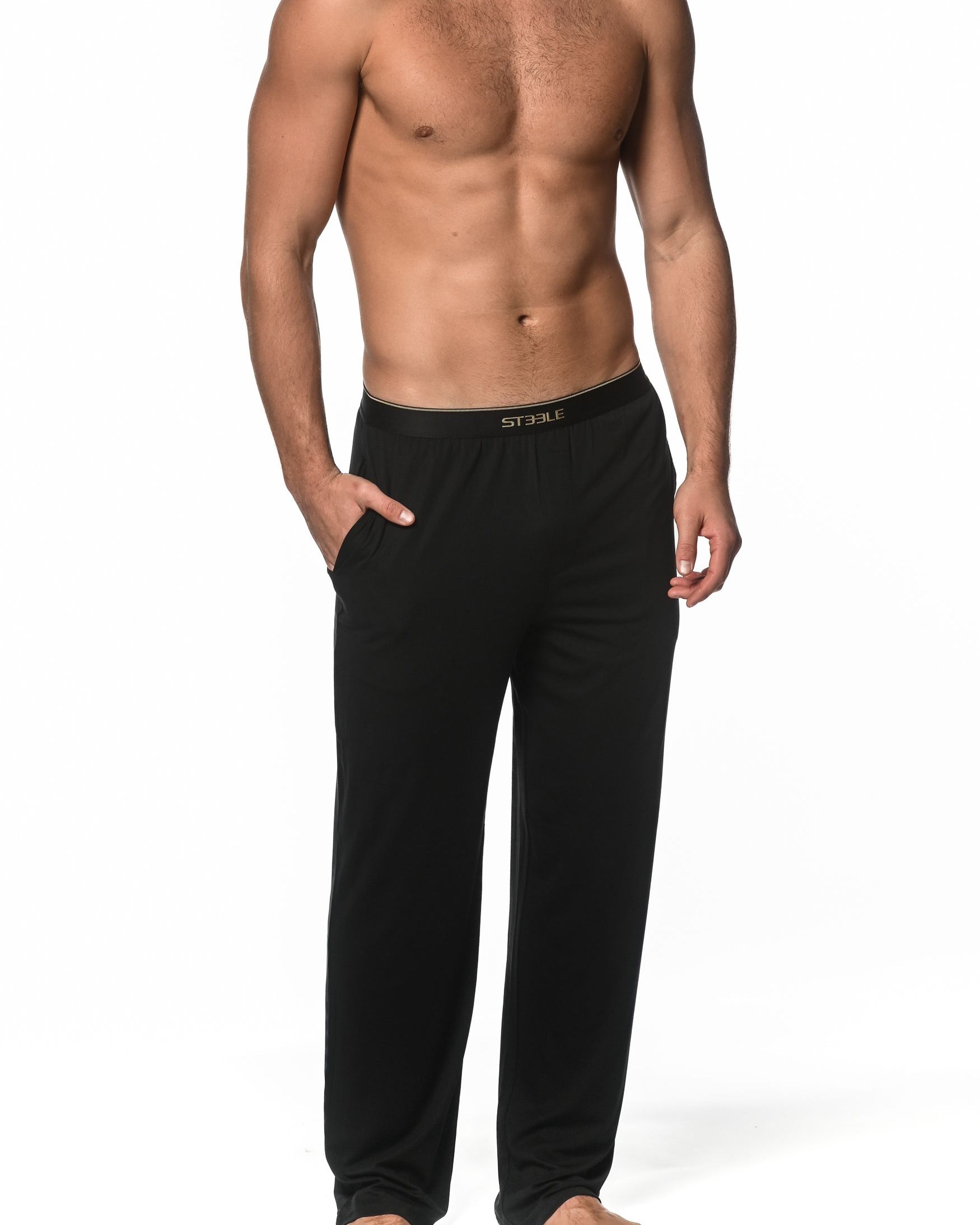 BLACK STRETCH MODAL LOUNGE PANTS  ST-16003