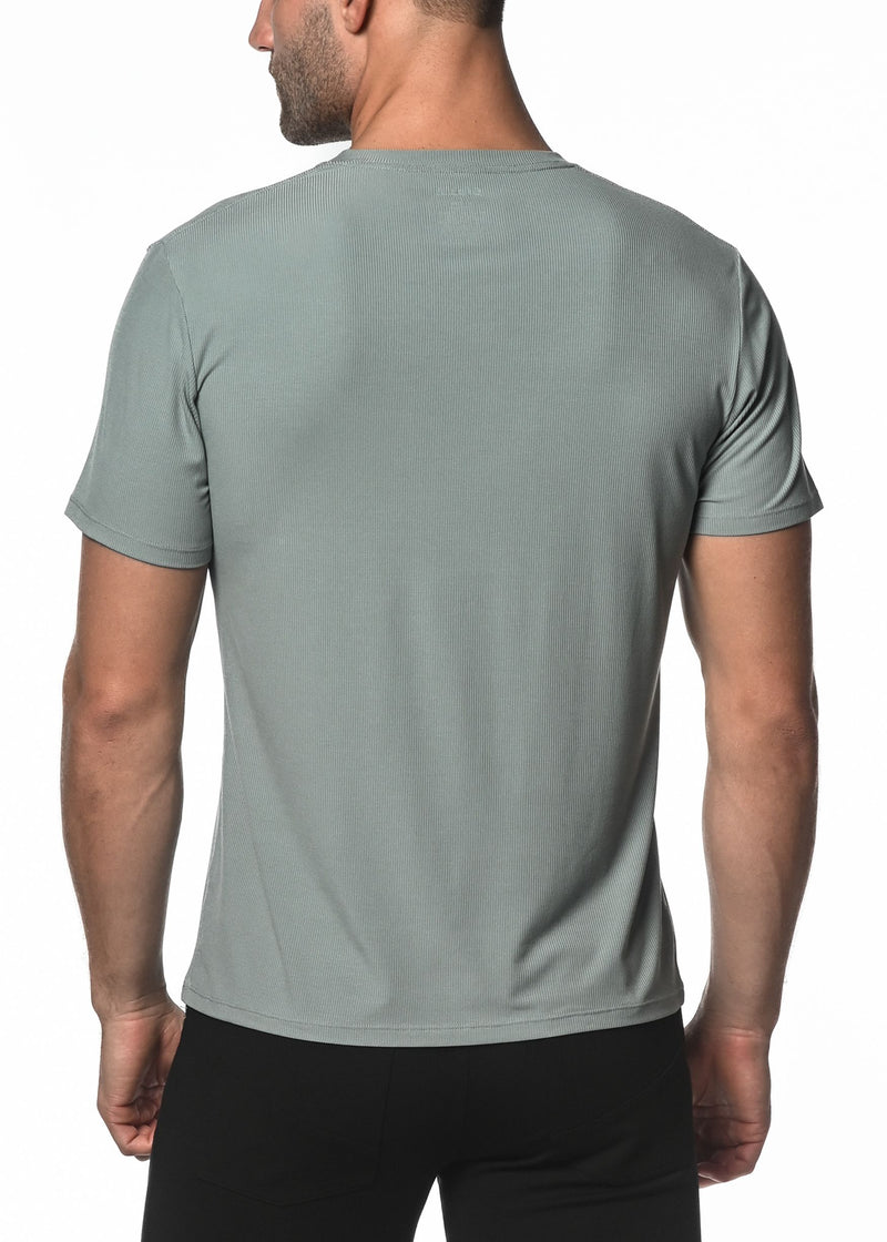 SEAFOAM V-NECK SHORT SLEEVE RIB MODAL T-SHIRT  ST-16005