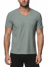 SEAFOAM V-NECK SHORT SLEEVE RIB MODAL T-SHIRT  ST-16005