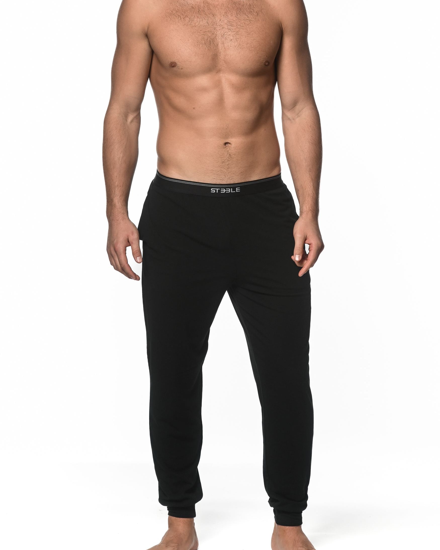 BLACK RIB MODAL LOUNGE PANTS  ST-16006
