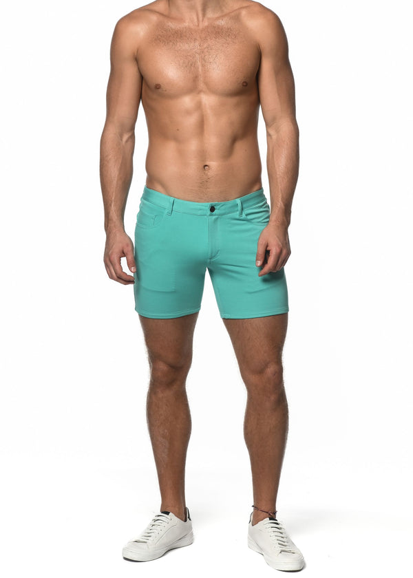 AQUA 5" INSEAM STRETCH KNIT JEANS SHORTS ST-1932